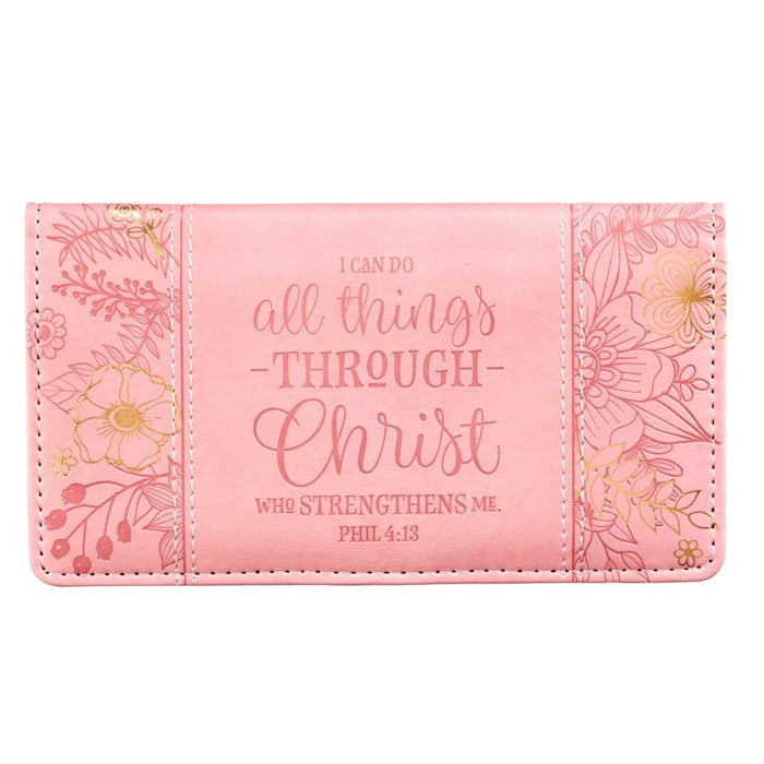 Checkbook Wallet I Can Do All Things (Pink)