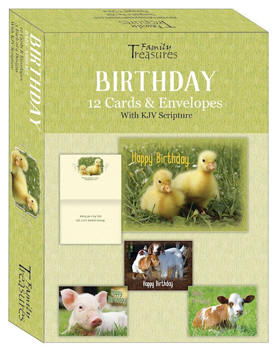 Baby Animals Birthday Cards (12) with Scripture