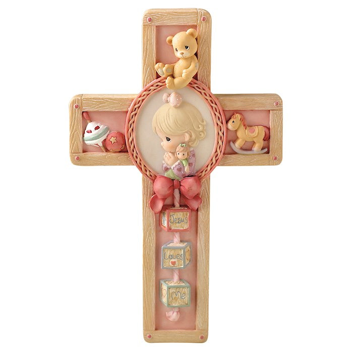 Precious Moments Praying Girl With Doll Cross Plaque