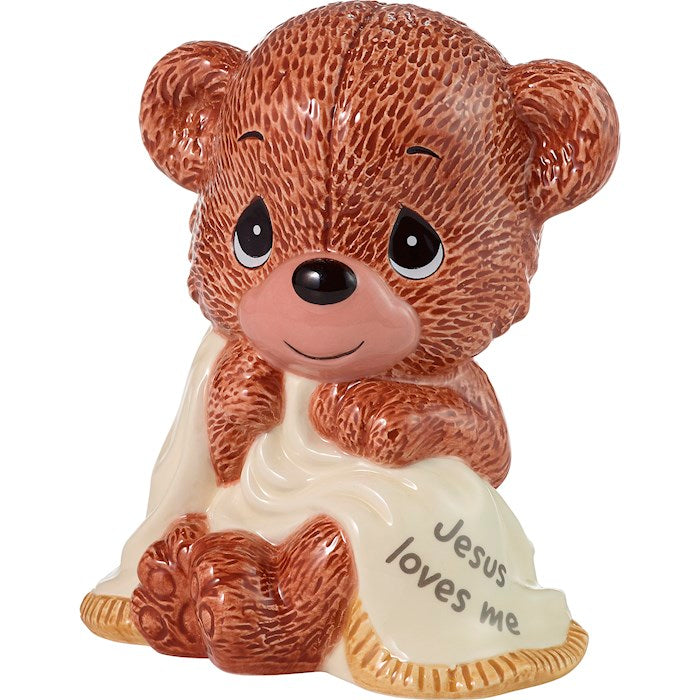 Precious Moments Jesus Loves Me Teddy Bear Ceramic Coin Bank