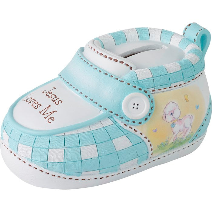 Precious Moments Jesus Loves Me Baby Boy Blue Bootie Coin Bank