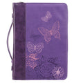 Butterflies Bible Cover Trendy Luxleather Purple Large