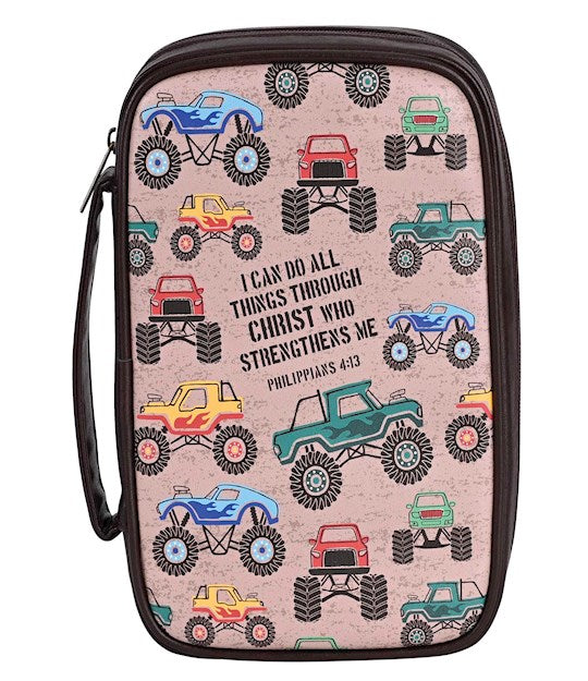 Trucks Bible Cover I Can Do All Things-Brown Youth Boys (Large)