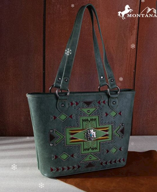 Montana West Green Totebag - Aztec Cross (Concealed Carry)