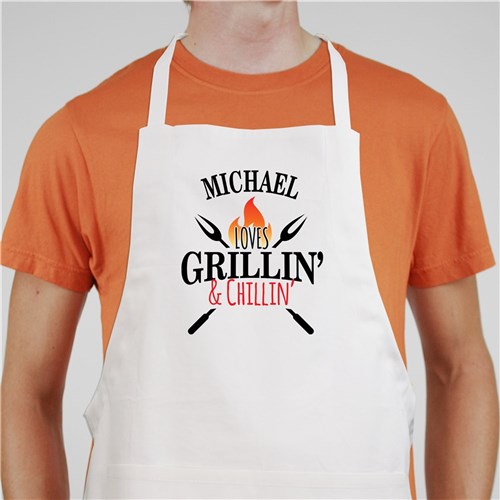 Personalized Chef Apron Loves Grillin and Chillin