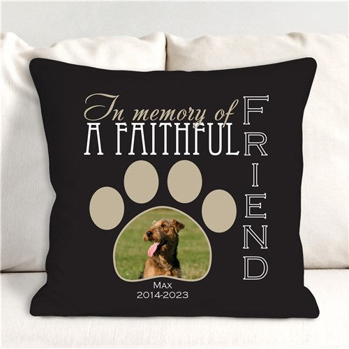 Personalized Faithful Friend Memorial Pet Photo Throw Pillow