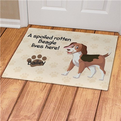 Personalized Spoiled Here Beagle Pet Doormat
