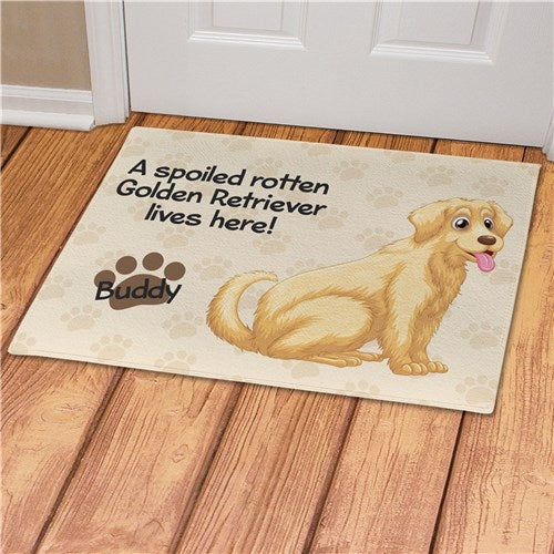 Personalized Spoiled Here Golden Retriever Pet Doormat