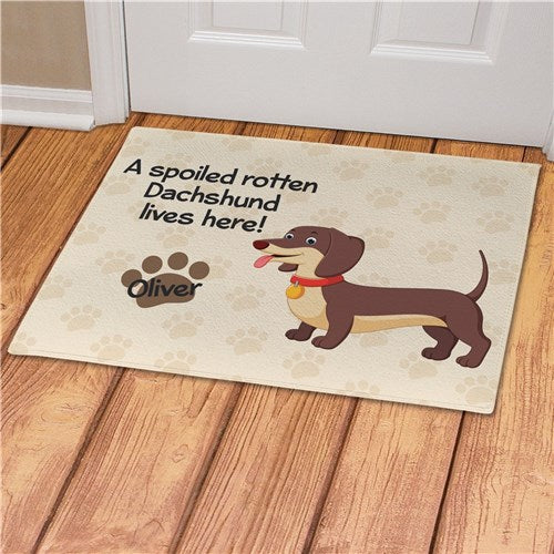 Personalized Spoiled Here Dachshund Pet Doormat