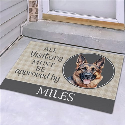 Personalized Neutral or Red and Black Plaid Pet Dog Doormat (View both choices)