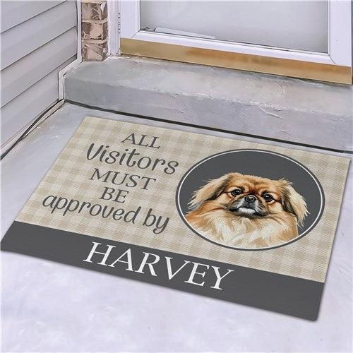 Personalized Neutral or Red and Black Plaid Pet Dog Doormat (View both choices)