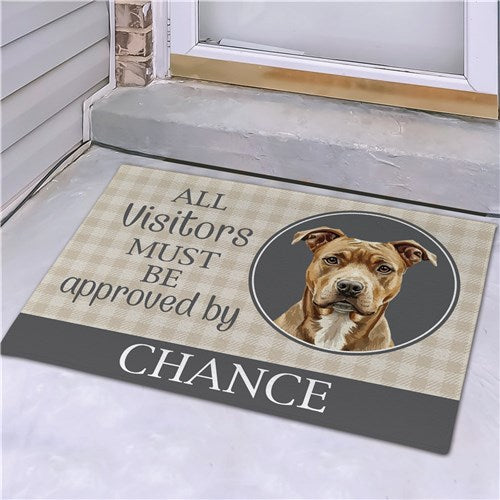 Personalized Neutral or Red and Black Plaid Pet Dog Doormat (View both choices)