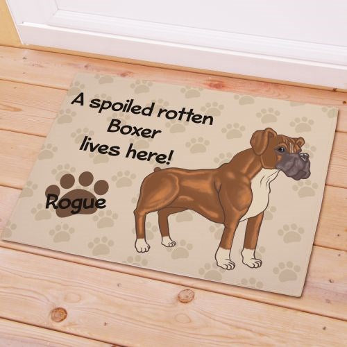 Personalized Boxer Spoiled Here Pet Doormat