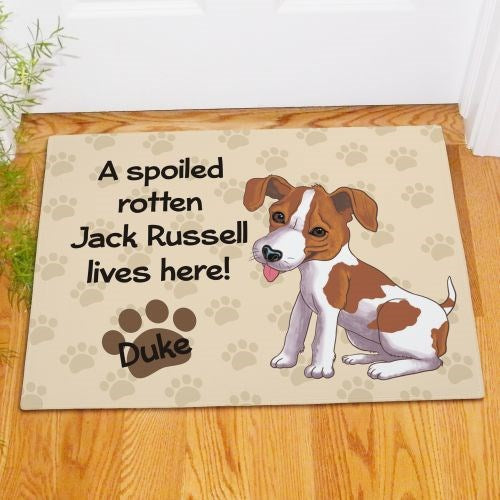 Personalized Jack Russell Spoiled Here Pet Doormat