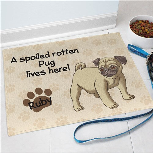 Personalized Pug Spoiled Here Pet Doormat