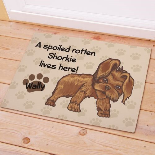 Personalized Shorkie Spoiled Here Pet Doormat