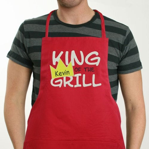 Personalized Chef Apron King of the Grill Available in Black Red Blue