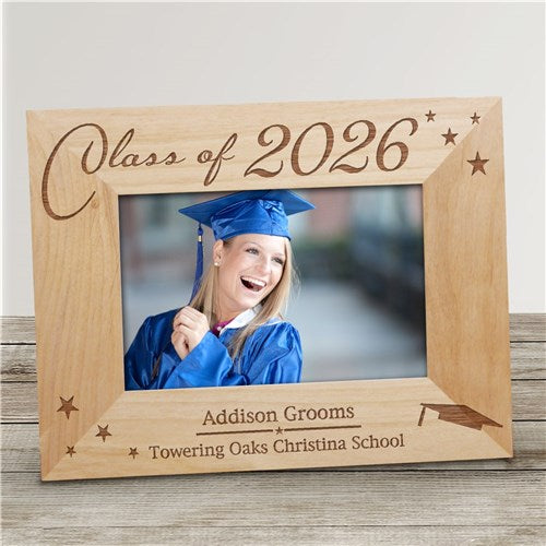 Personalized Class Of Stars and Graduation Cap Wooden Photo Picture Frame