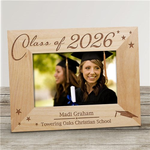 Personalized Class Of Stars and Graduation Cap Wooden Photo Picture Frame