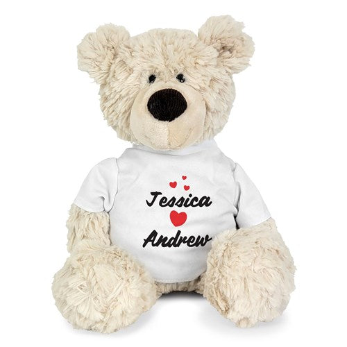 Personalized I love you Pinchy Valentines Day Plush Bear Beige or Brown