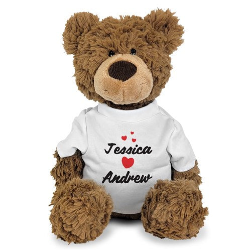 Personalized I love you Pinchy Valentines Day Plush Bear Beige or Brown