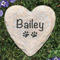 Personalized Pet Name & Paws Large Heart Shaped Garden Stone
