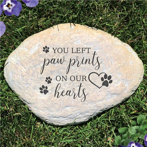 You Left Paw Prints on our Hearts Non-Personalized Pet Memorial Garden Stone