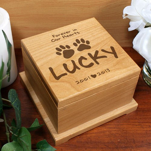 Personalized Wooden Memorial Pet Urn Forever in our Hearts