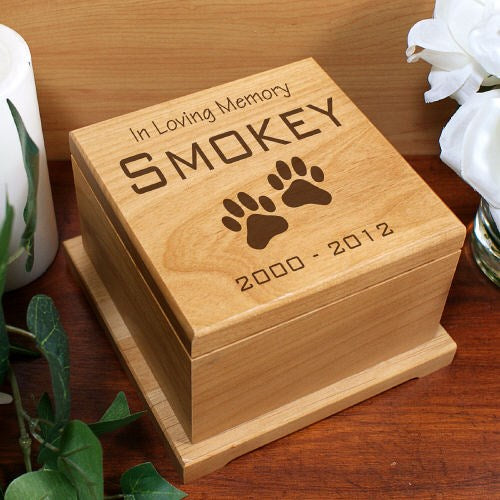 Personalized Pet Memorial Wooden Urn In Loving Memory