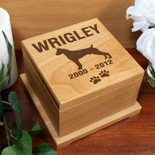 Personalized Dog Breed Pet Memorial Wooden Urn Choice of Dog Breed