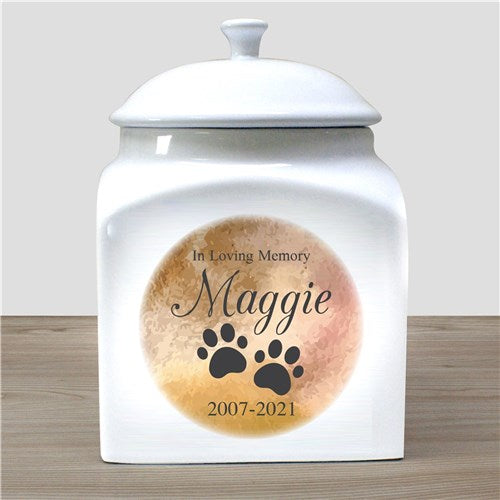 Personalized In Loving Memory Watercolor Background Ceramic Pet Urn