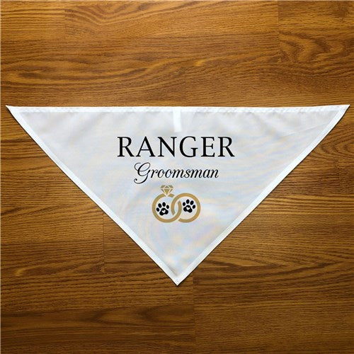 Personalized Golden Wedding Ring set & Paws with Hearts Pet Dog Bandana