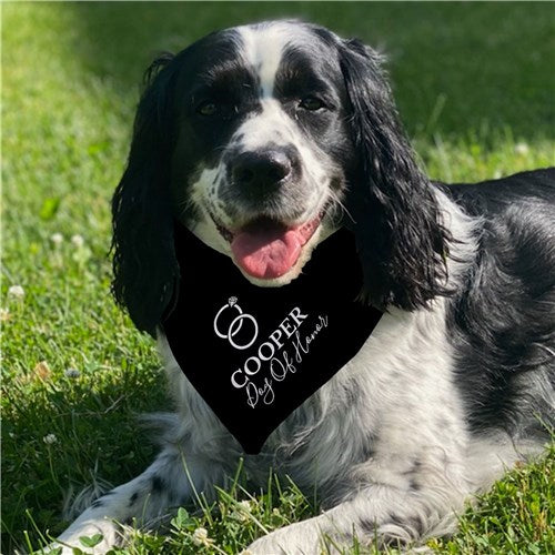 Personalized Wedding Ring Set with name and Title Pet Dog Bandana