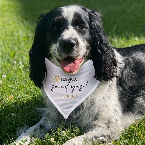 Personalized Paw in Ring Said Yes Pet Dog Bandana