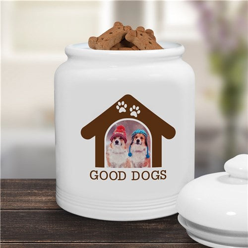 Personalized Dog House Pet Photo Cookie Jar