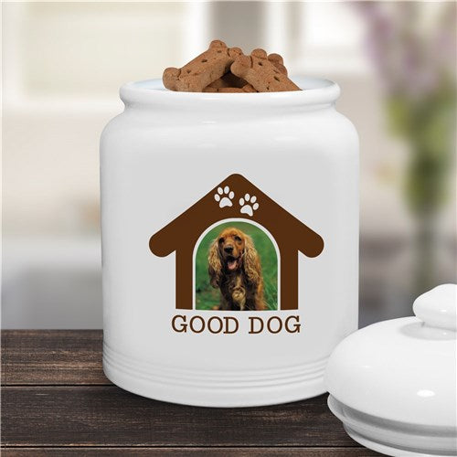 Personalized Dog House Pet Photo Cookie Jar