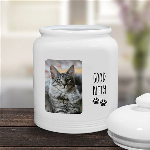 Pet Photo Cookie Jar with Paw Prints