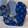 Personalized Circle Photo with Paw Prints Crew Socks
