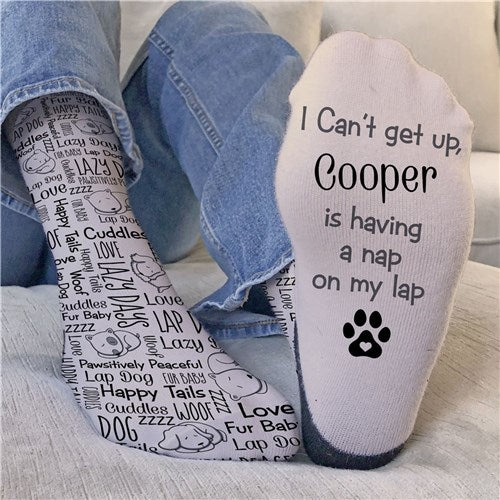 Personalized Sleeping Dogs Static Word Art Pet Crew Socks