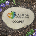 Personalized Rainbow Heart with Paw Prints Flat Pet Garden Stone