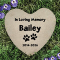 Personalized Paw Prints In Loving Memory Flat Heart Pet Garden Stone