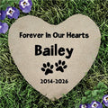Personalized Paw Prints Forever In Our Hearts Flat Heart Pet Garden Stone