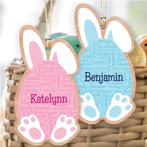 Personalized Easter Static Word Art Egg Basket Tag