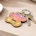 Personalized Watercolor Rainbow filled Paw print Keychain