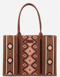 Montana West Wrangler Canvas Totebag - Aztec - Dark Brown
