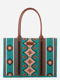 Montana West Wrangler Canvas Totebag - Aztec - Turquoise