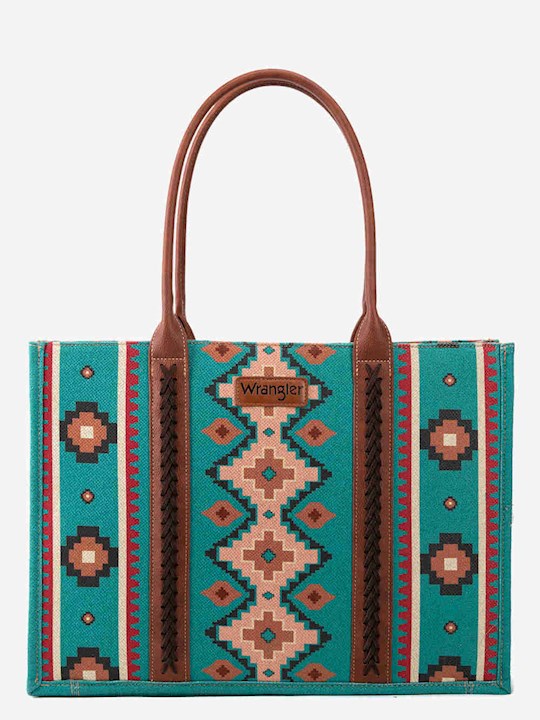 Montana West Wrangler Canvas Totebag - Aztec - Turquoise