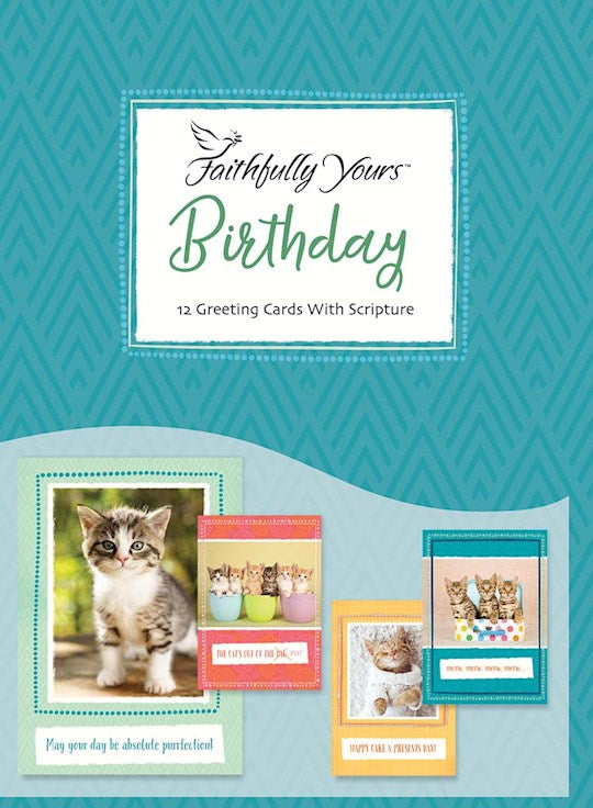 Curious Kittens Birthday Boxed Cards (12) Faithfully Yours with Scripture