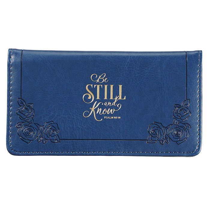 Be Still & Know Checkbook Wallet Blue