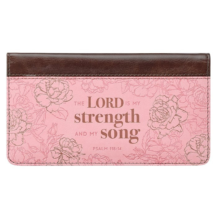 Checkbook Wallet The Lord is my Strength & My Song (Pink/Brown)